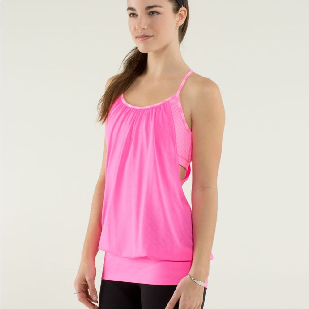 LULULEMON ZING PINK HYPER STRIPE NO LIMITS TANK